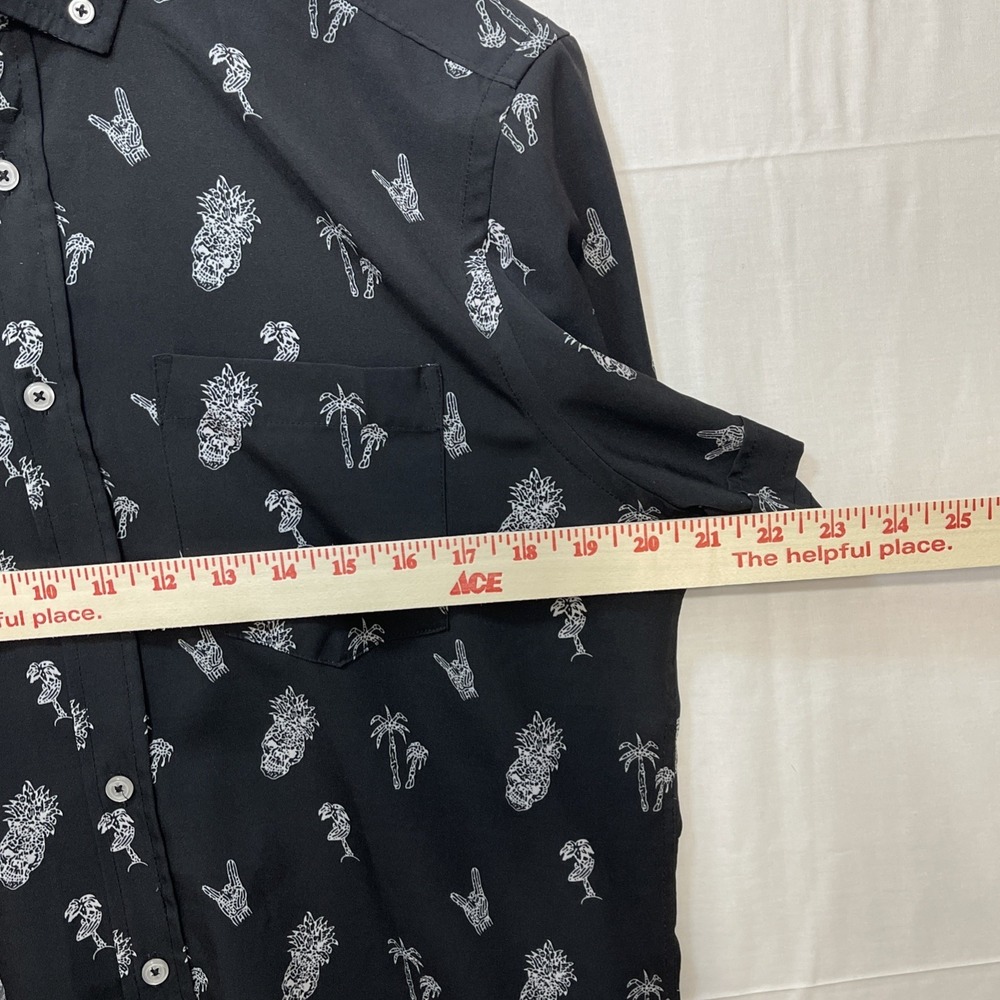 International Report Mens Button Down Shirt Medium Black Novelty Print - Picture 6 of 7